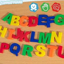 26-78pcs Magnetic English Alphanumeric Refrigerator Stickers, Made Of Colored Plastic Material, Suitable For Home Decoration, Room Decoration, Including ABC, 123 Vocabulary, Including Spelling, Counting, Uppercase And Lowercase Letters - Multicolor - View 3