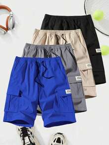 Quần short cargo nam kiểu dáng thường ngày, nhiều màu sắc, chất liệu polyester, dây rút eo, dây đeo vai điều chỉnh được, cạp chun co giãn, nhiều túi, lý tưởng cho phòng tập thể dục, có thể giặt được, quần short thể thao mùa hè, vải bền, quần jogger, món quà hoàn hảo cho bố và bạn trai nhân dịp tựu trường, Giáng sinh. - Màu xanh lam - Xem 8