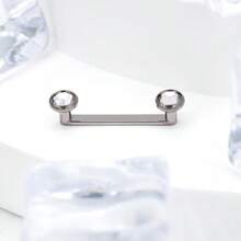 Tindik Barbel Permukaan Datar Titanium G23 dengan Ulir Internal 14G 5mm, Bezel Datar, Permukaan Atas Kristal, Ukuran Barbel - MultiWarna - View 7