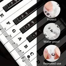 Bold Piano Key Sticker For Beginners: Letterable Label For 88/61/54/49/37 Keys, Easy To Learn Notes, Black A1EB - Black - View 5