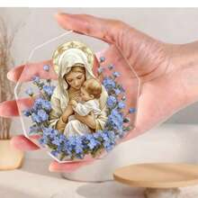 1 tượng Đức Mẹ Đồng Trinh bằng acrylic trang trí - Biểu tượng bình yên với vầng hào quang vàng và hoa hồng trắng, thích hợp để trưng bày trên bàn làm việc tại nhà và văn phòng, món quà lý tưởng cho mọi mùa trong năm. - Nhiều màu - Xem 10