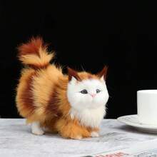 Realistic Cat Figurine, Cat Decor, Cat Model, Children's Comfort Toy, Desktop Ornament, Holiday Gift - Multicolor - View 12