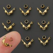 A Set Of 160pcs Stainless Steel Golden Connecting Rings, Which Includes 80pcs Double Hanging Clasps And 80pcs Positioning Beads, Suitable For Making Jewelry Accessories, Bracelet And Necklace Connectors, Earring And Pendant End Clasps - Buckle + Positioning Bead - View 3