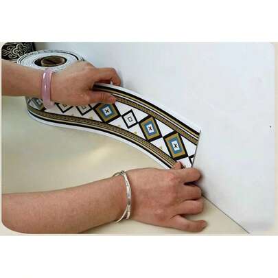 10厘米宽自粘踢脚线装饰条，可定制，适用于客厅、办公室、卧室、厨房、浴室等多种场景，加厚防水仿大理石纹自粘墙纸，可移除DIY，适用于电视背景墙、门框、相框装饰、客厅角落、天花板角落、厨房角落、踢脚线墙贴，易于清洁