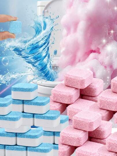 16片/24片/36片/50片装蓝色强力马桶清洁泡腾片，除臭，去除尿渍，碱性溶剂，泡沫丰富，适用于马桶