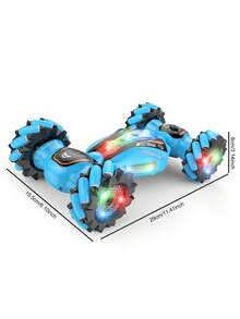 1pc Children's Remote Control Car Toy, 2.4G Medium Size Side Drift Stunt Car With Lights, Spray, One-Key Transformation, Motion Sensor Remote Control Car, Birthday/Holiday Gift For Boys And Girls - Blue - View 3
