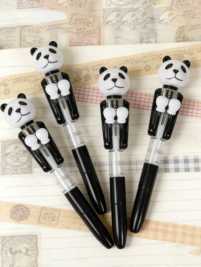 1PC/2PCS/4PCS Panda Boxing Pen, Interactive Novelty Pen With Punching Action, Back To School Stationery, Black & White