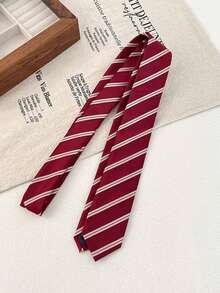 1条红底白条纹围巾，女士时尚系带发带，条纹围巾腰带，长款修身腰带，适合夏季、秋季、派对和其他场合 - 紅色 - 查看 2