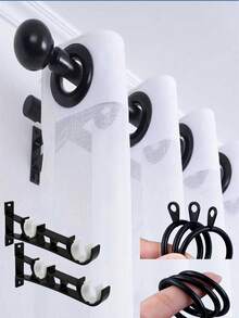 Nordic Roman Curtain Rod, Black Single Rod Top-Mounted Track, Industrial Style Rod - Round Rod 1 - View 5