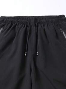 男士夏季轻便速干短裤套装（2件装），休闲户外徒步骑行健身跑步网球运动套装 - 黑色 - 查看 8