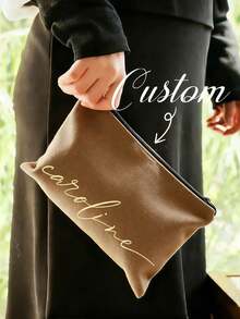 Customizable Makeup Bag With Name, Personalized Makeup Bag With Unique Design, Storage Pouch, Fashionable Minimalist Monogram Lightweight Cosmetic Bag - Multicolor - View 9