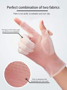 1 đôi găng tay nữ không ngón, nhẹ, chống tia UV, chất liệu lưới thoáng khí, thích hợp cho lái xe và sử dụng màn hình cảm ứng, mùa xuân/hè. - A - Xem 8