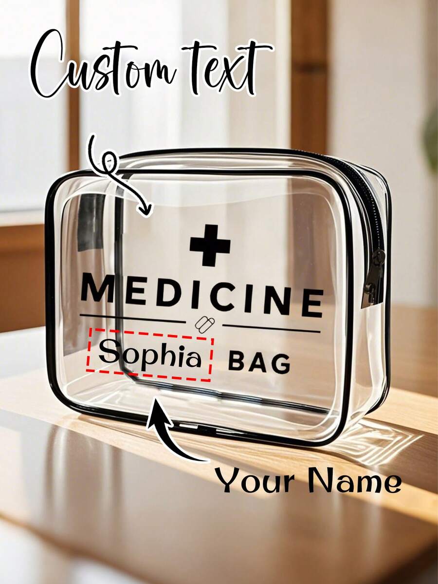 Customizable Name Large Capacity High-Quality PVC Travel Organizer Bag With Zipper Closure - Lightweight, Fade-Resistant Ladies Cosmetic And Toiletry Bag, TSA-Approved Portable Makeup Bag, Easy-To-Wipe Clean Design, Fashionable And Technological Organizer Pouch - Multicolor - View 1