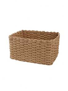 编织篮套装，带提手纸绳收纳篮，小型编织篮，可爱装饰礼品篮，储物容器，橱柜抽屉收纳篮，卧室、客厅、宿舍、桌面收纳篮，乡村风装饰篮，可重复使用的波西米亚风收纳篮，适用于文具、衣柜、玩具、化妆品等，桌面收纳篮，理想的礼品篮 - 棕色 - 查看 5