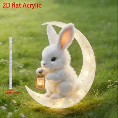 2D Flat, 1pc, 2D Flat, Renaissance Style Rabbit And Egg Garden Stake Flat Art, Ground Mounted Rabbit Themed Decor, Multipurpose Ground Stake, Suitable For Home Garden Outdoor, Great For Graduation Ceremony, No E, 2D Flat