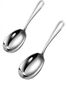 1pc/2pcs Stainless Steel Large Serving Spoon, Kitchen Soup Ladle, Hotel Restaurant Serving Spoon, Versatile Spoon For Eggs, Rice, Flour - View 8