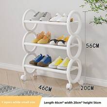 Kệ giày nhựa chịu lực 3 tầng/4 tầng (có thể điều chỉnh) với bánh xe xoay 360° và tay cầm dạng vòng - Tủ giày di động tiết kiệm không gian, màu đen, kiểu dáng hiện đại, phù hợp cho không gian nhỏ, căn hộ, lối vào - Kệ giày di động và kệ giày treo - Nhiều màu - Xem 5