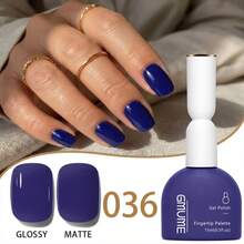GMUME 15毫升奢华深蓝色凝胶指甲油，0.5液盎司，深靛蓝色，海军蓝，UV/LED可卸甲油，颜色精准匹配，所见即所得，持久显色，指尖调色盘，DIY家用美甲沙龙通用，优雅哑光，冬季美甲之选。 - 寶藍色 - 查看 10