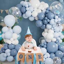 Dusty Blue Balloon Arch Kit Different Sizes 5 10 18Inch Light Blue And White Clear Latex Balloons Garland For Wedding Birthday Babyshower Gender Reveal Bridal Shower Party Decorations Supplies - As the Picture Shows - View 6