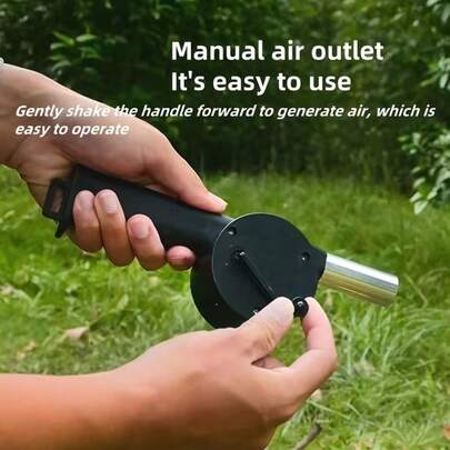 1个便携式手摇烧烤鼓风机 - 耐用塑料材质，户外烧烤和木炭辅助工具，户外手动鼓风机，便携式手摇 - 户外烹饪手动风扇，露营炉具配件，轻便塑料鼓风机，适用于烤架、火坑、篝火，便携式鼓风机，炉具配件，送给妻子和母亲的节日礼物 [款式和颜色随机]