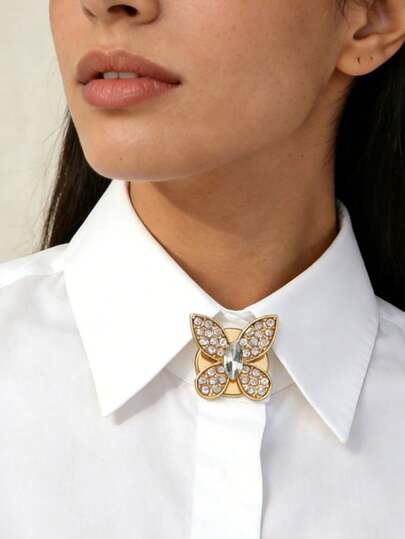 1pc Fashionable Elegant Butterfly-Shaped Cufflinks, Women's Brooch Button Sets, Stylish High-End Clothing Brooches, Turtle Buttons, Strap Clips, Tie Ips, Women's Accessories, Women's Party Light Luxury Elegant Clothing Cufflink Sets, Suitable For Daily Wear, Gifts For Friends, Gifts For Loved Ones, Family Gifts