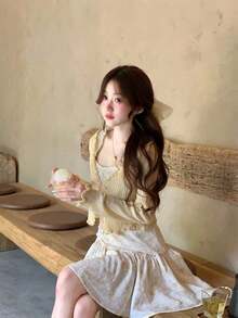 Women Short Dresses - Apricot - View 5