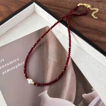 1件 Anqula 红黑仿珍珠碎银项链，时尚优雅奢华简约颈链 - 串珠項鍊 - 查看 7