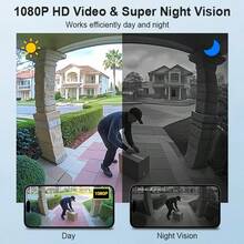 Video Doorbell Camera Wireless, Doorbell Camera With Smart Human PIR Detection Chime 2-Way Talk Color Night Vision Cloud Storage Live View 2.4 GHz WiFi - Black - View 4
