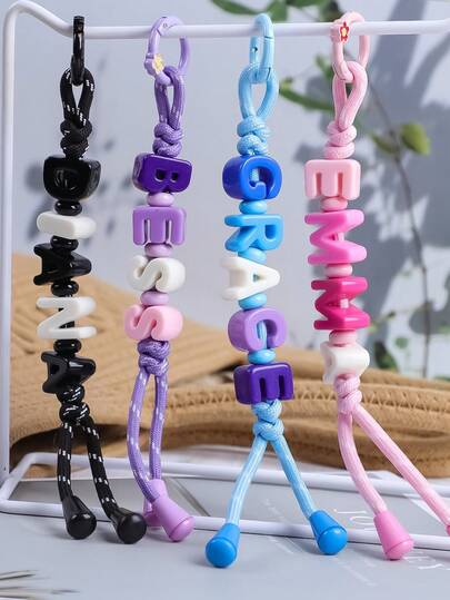 1 Móc khóa khắc tên theo yêu cầu - Mặt dây chuyền hạt acrylic bắt mắt, phụ kiện túi xách dễ thương hàng ngày, quà tặng sinh nhật tùy chỉnh.