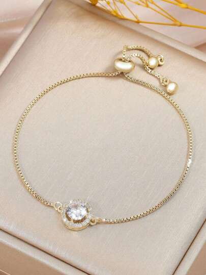 Cubic Zirconia Decor Bracelet For Women For Party Banquet Wedding