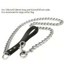 1条 - 120厘米重型防咬狗绳，带皮革手柄，采用防咬金属材质，宠物遛狗绳，经久耐用 - 彩色 - 查看 10