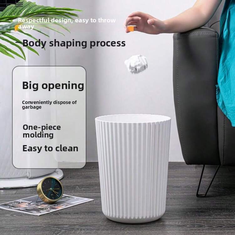1pc Black/White Household Garbage Bin, Large Capacity Storage For Bedrooms, Bathrooms, Kitchens, Garbage Bins, Bedroom Living Room Bathroom Paper Basket, Garbage Storage Bin, Suitable For Offices, Bedrooms, Kitchens, Bathrooms, And Living Rooms, Uncovered, Large Volume, Desktop,[The Size Of Size M Is Relatively Small, Suitable For Desktop Garbage Bin Storage. It Is Recommended To Choose A Larger Size] - Multicolor - View 11