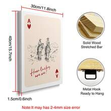 Western Playing Card Art Poster - Vintage Cowboy Canvas Print,Minimalist Home Decor For Living Room,Bedroom,Office,Bar | Lucky Card Theme,Retro Aesthetic,Framed/Unframed Wall Art (1PC) - Multicolor - View 3