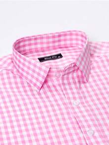 Rand paul Men's Casual Comfortable Checkered Shirt - 淺粉色 - 查看 4
