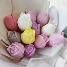 6pcs Tulip-Shaped Candle Molds Silicone Floral Molds For Crafting Your Own Candles Unique Gifts & Art Projects Lifelike Flower Mold Perfect For Celebrating Mother's Day, Christmas, Weddings & Festive Decor - Transparent - View 6