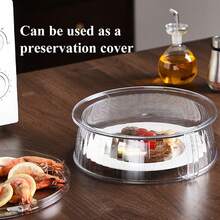 1pc Multifunctional Microwave Splash Guard With Matching Tray - Heat Resistant Up To 200°C, Reusable, For Covering Vegetables, Fruits And Dishware - Stackable Plastic Cover, Suitable For Camping, Outdoor And Home Use. Can Also Be Used As Food Container. Dishwasher . - 1pc - View 7