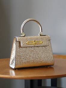 2026 New High-End Fashion Women's Elegant Palm Print Handbag, OL Commuter Versatile Work Bag, Luxury Chic Structured Small Square Bag, Versatile Commuter Stylish Shoulder/Crossbody Bag - Multicolor - View 4