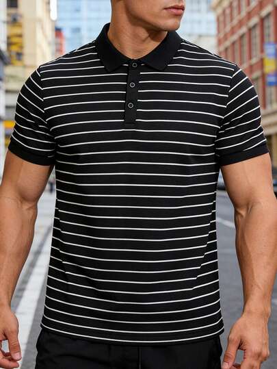 Men's Fashionable Casual Polo Shirt, Suitable For Sports, Outdoor Activities, Cycling, Hiking, Dating, Great Gift For Boyfriend