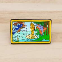 梵高艺术油画珐琅徽章 可爱青蛙戴珍珠耳环胸针翻领别针徽章 背包服装配饰 时尚珠宝 朋友礼物 - 黑色 - 查看 9