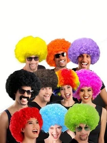 1件万圣节/圣诞节服装道具，小丑假发爆炸头套 - 彩色 - 查看 1