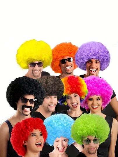 1件万圣节/圣诞节服装道具，小丑假发爆炸头套