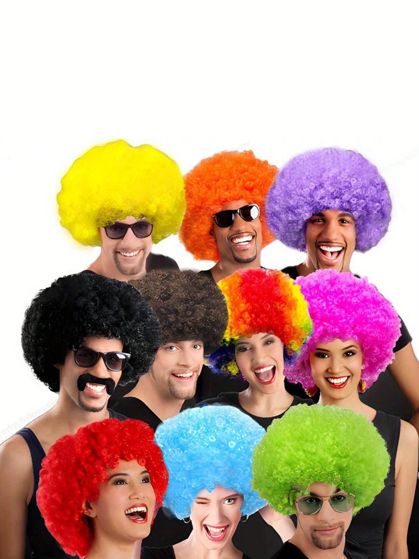 1件万圣节/圣诞节服装道具，小丑假发爆炸头套 - 彩色 - 查看 1