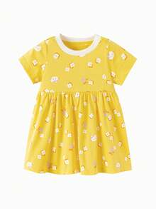 Balabala 2026年夏季女婴公主裙，甜美可爱派对礼服 - 白黃色調 - 查看 4