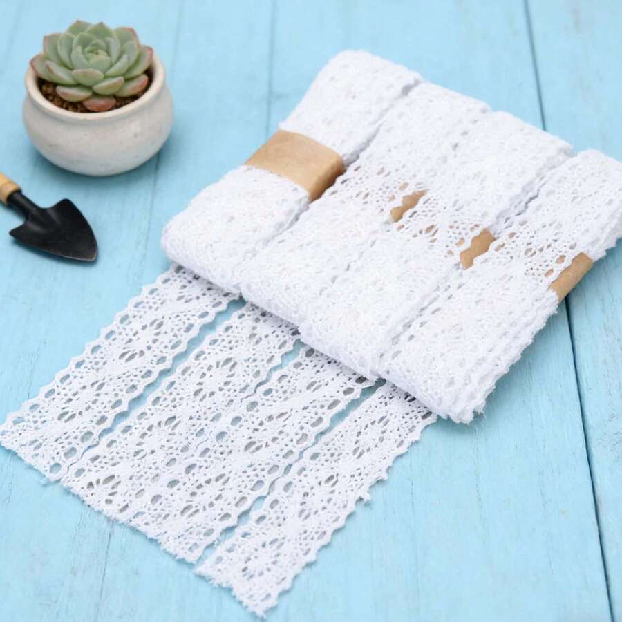 White Lace Trim Ribbon 2.8cm Wide, Knitted Crochet Lace For Sewing, Clothing Edge Decoration, Wedding Party Craft DIY Accessories