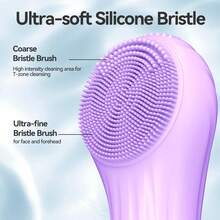 5 Modes Silicone Face Scrubber, Waterproof Face Scrubber Exfoliator For Men & Women, Rechargeable Electric Facial Cleansing Brush For Deep Cleansing, Exfoliating, Massage - 紫色 - 查看 8
