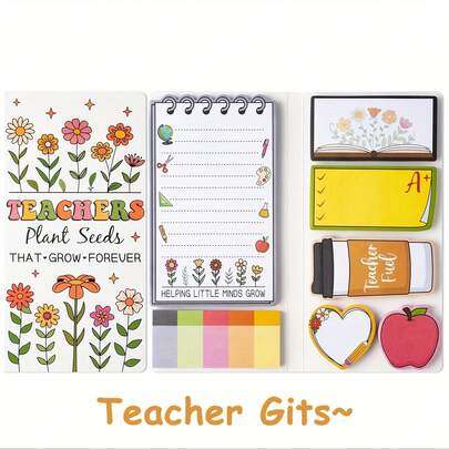 1 طقم ملصقات لاصقة للمعلم بتصميم الزهور، لوحة سوداء ملصقات لاصقة، هدية تقدير للمعلم، أوراق مذكرات للكتابة، لوازم مكتبية للمدرسة