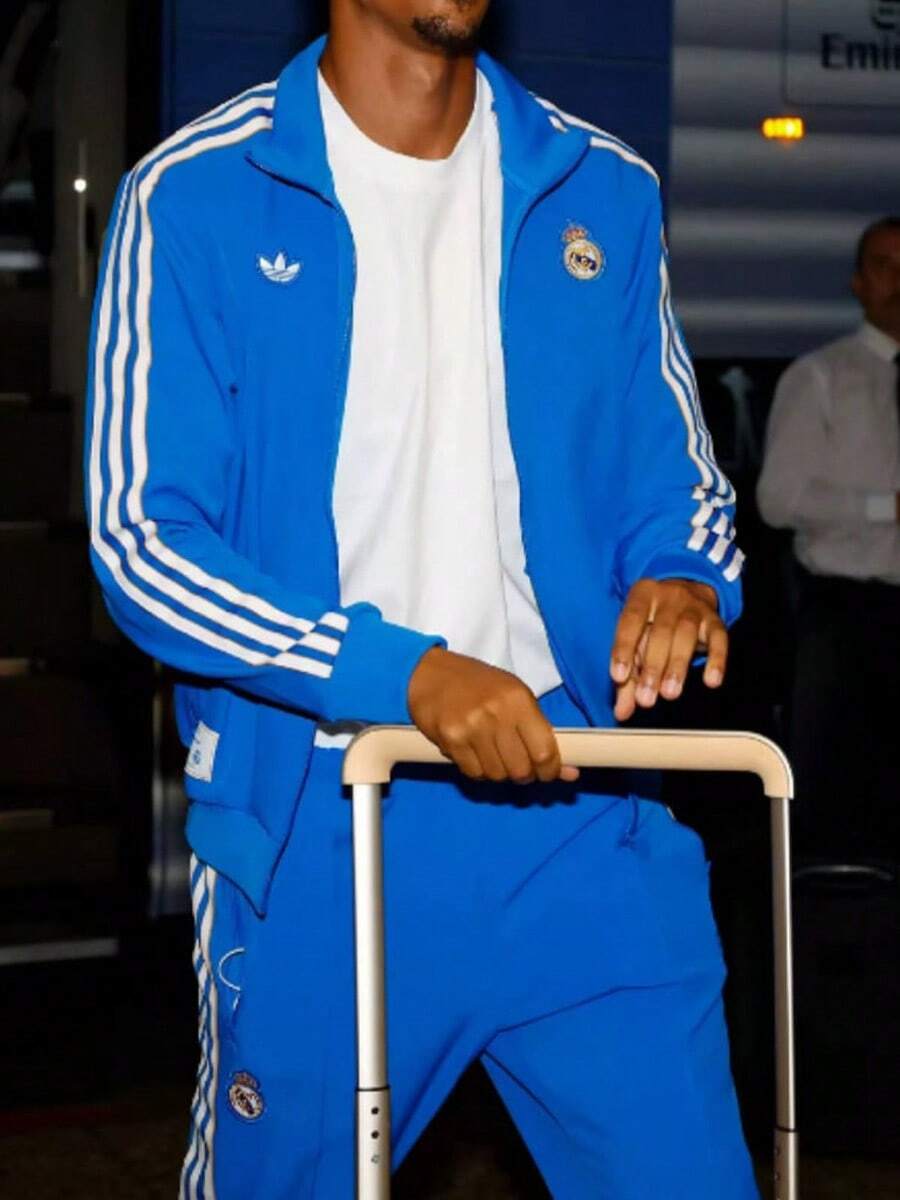 Adidas Originals Striped Stand Collar Zip-Up Slim Fit Jacket For Men - Blue - View 1