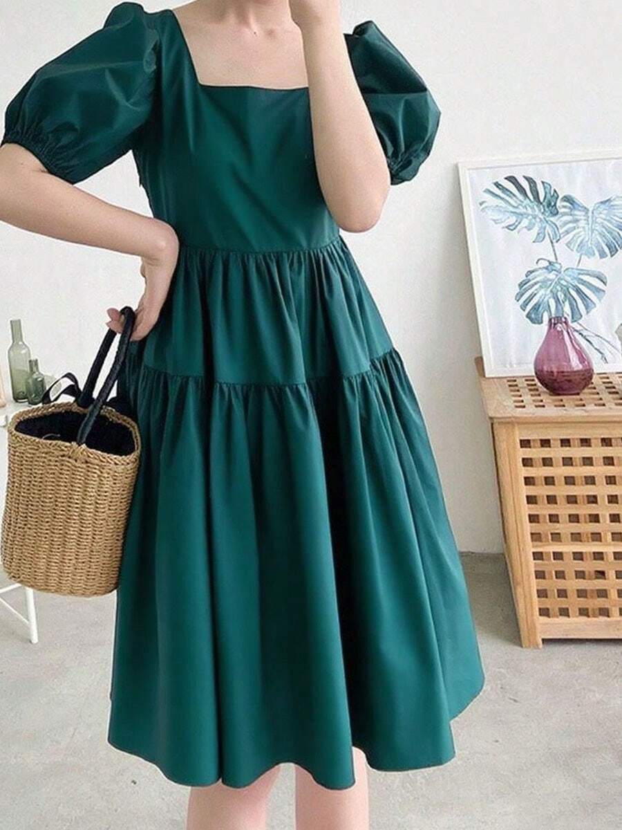 Women Short Dresses - Green - View 1