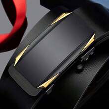 Set di cinture nere automatiche da uomo, stile business alla moda, adatte per il pendolarismo quotidiano del marito/fidanzato, occasioni casual business, un regalo ideale per l'abbigliamento quotidiano degli uomini - nero - Visualizzare 3