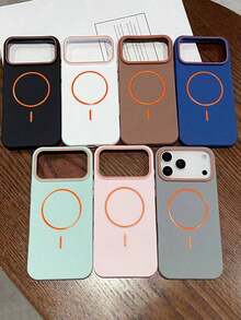 Contrast Color Frame Ultra-Thin Round Magnetic Phone Case, Compatible With IPhone 17/17 Pro/17 Air/17 Pro Max/16/16 Pro/16 Pro Max/15/15 Pro/15 Pro Max/14/14 Pro/14 Pro Max/13/13 Pro/13 Pro Max/12 Series 11. TPU Soft Shell, Anti-Fall And Shock-Proof, Minimalist Design, Flexible And Durable, Suitable For Users And Smartphone Users. - Black - View 3